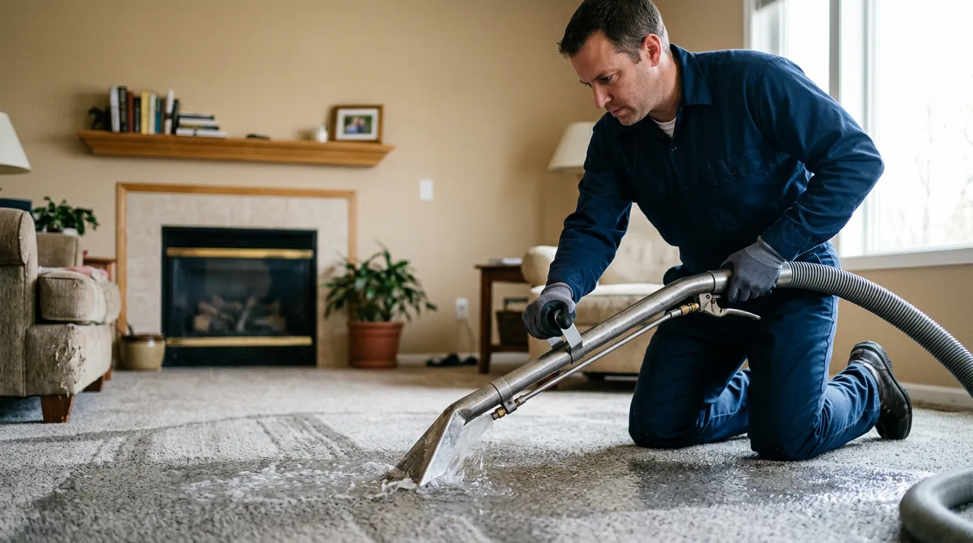 Water damage restoration technician working near New Haven, NY